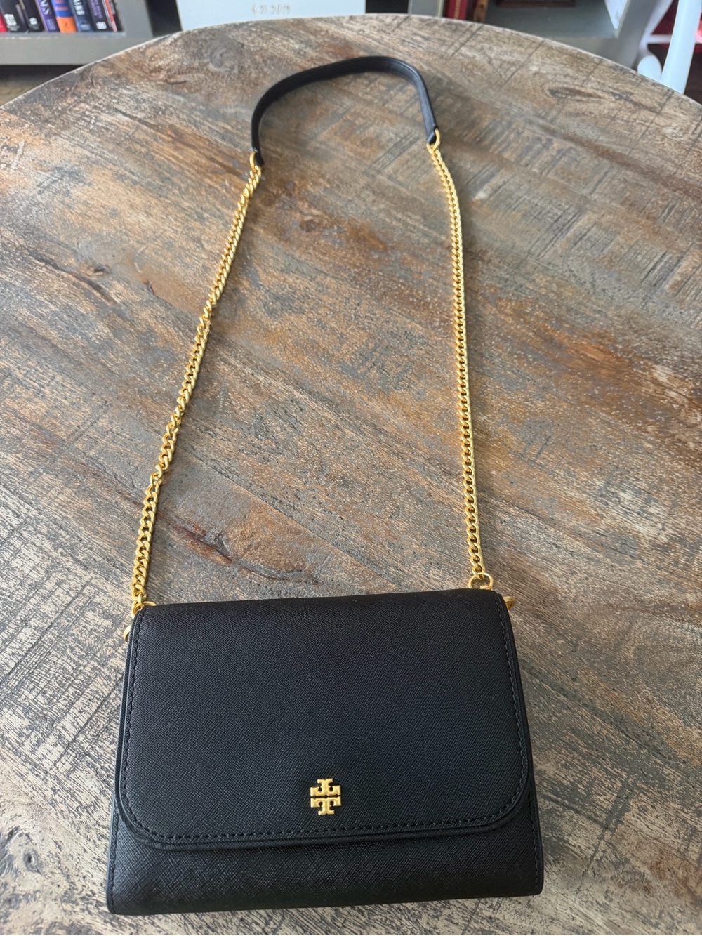 Tory Burch Black Crossbody Bag with Gold Chain Strap